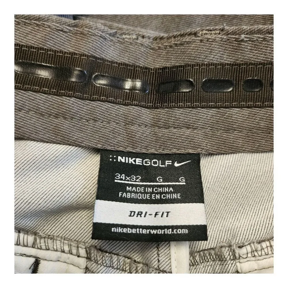 NWOT Nike Golf Pants Dri-Fit Mens 34‎ X 32 Brown Nylon Polyester Spandex Swoosh